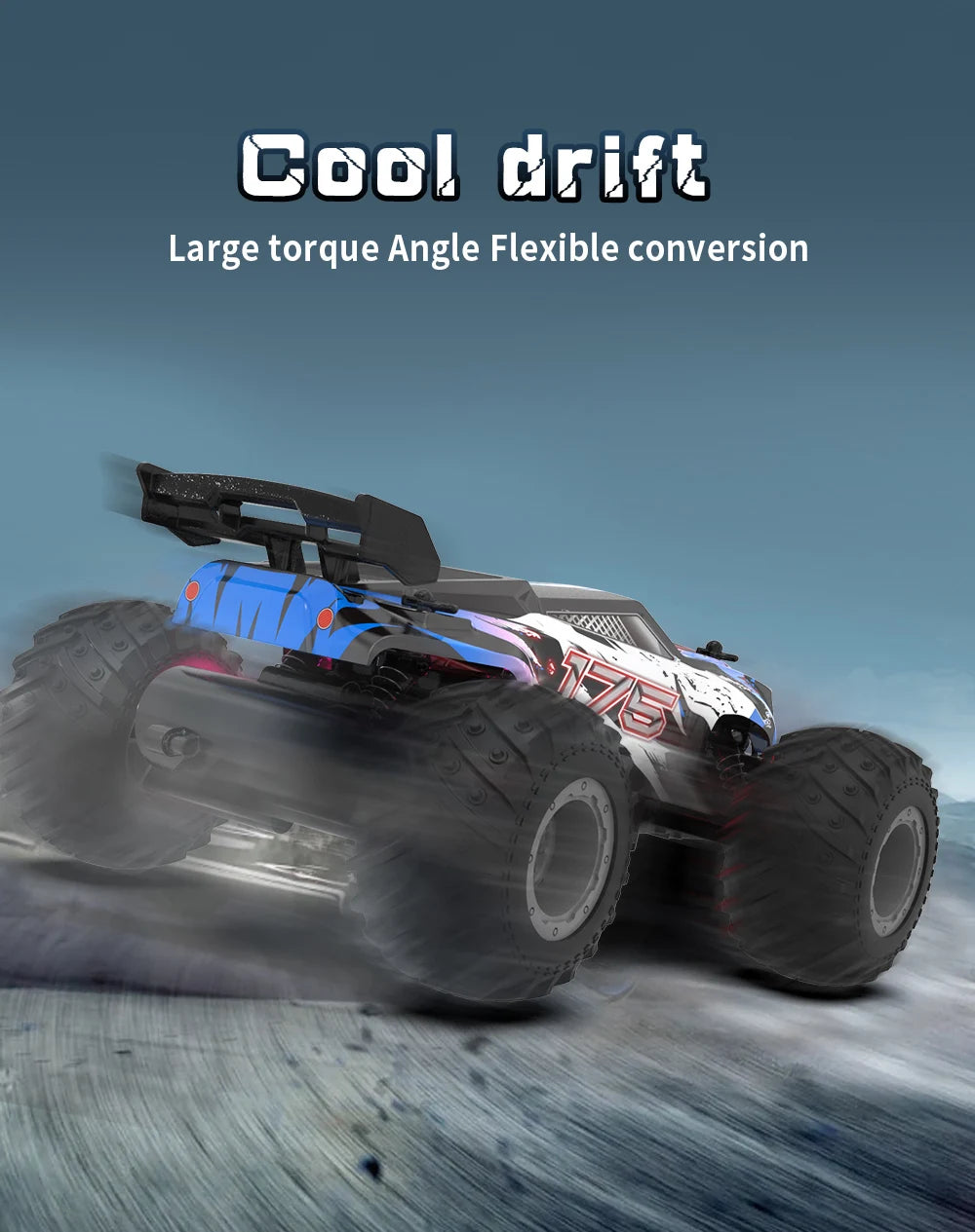 JJRC Q105 Q175 1:18 20 Km/h 2.4GHz Double Motors Drive With LED Light Off Road Remote Control Cars Drift Monster Truck Toys