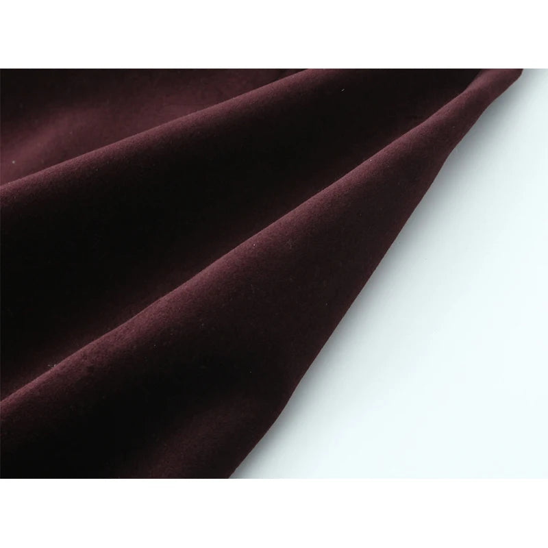 YENKYE Sexy Elegant Women Burgundy Velvet Bow Strapless Dress Christmas Party Mini Vestidos