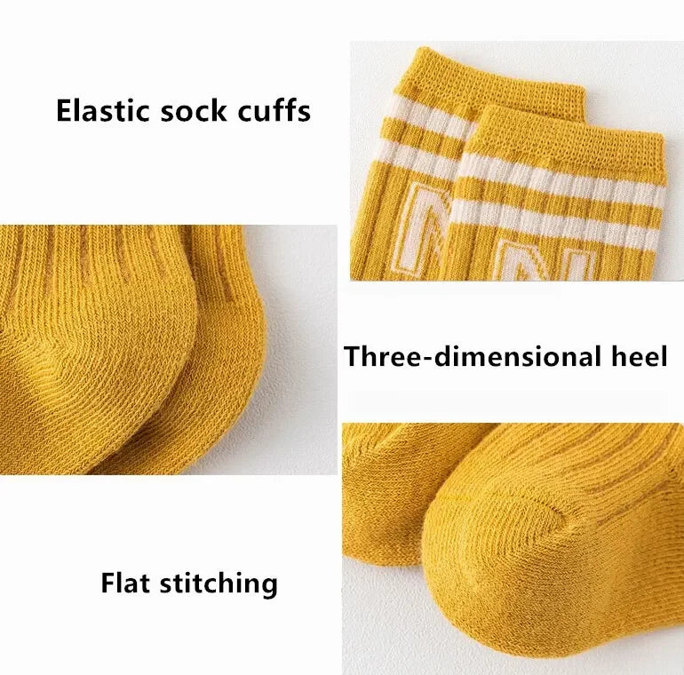 3Pairs/Lot Baby Letter Socks Knit Soft Cotton Sock Kids Long Knee High Socks Infant Toddler Baby Boys Girls Cute Stripe Socks