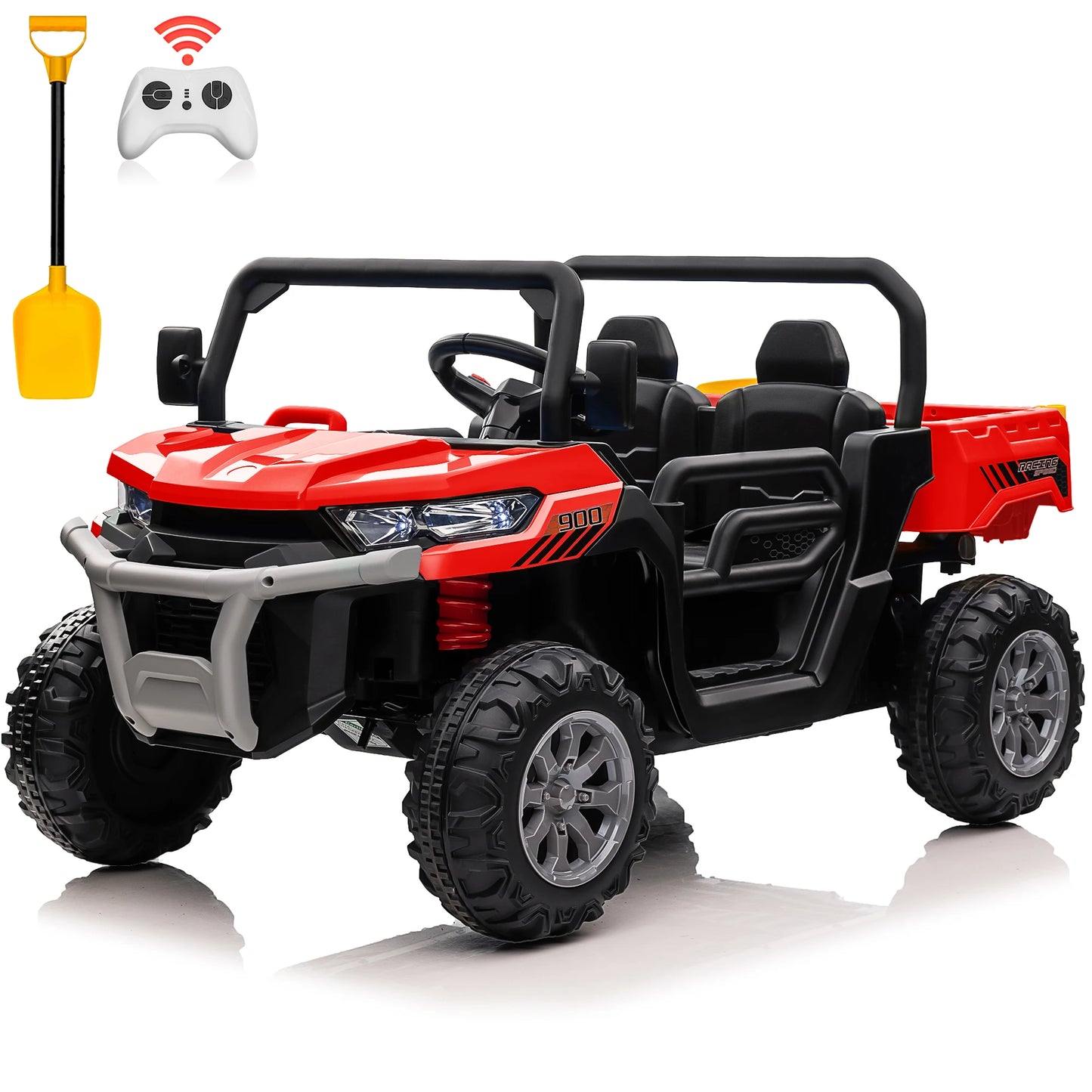 24V Ride on Dump Truck, 2 Seater Kids UTV Electric Car w/2.4G Remote Control, 4 Wheeler, Bluetooth Music, LED Lights, 24 Volt Ba