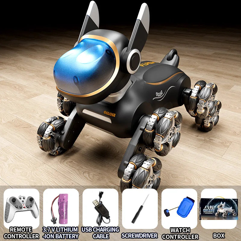 2025 NEW DWI Eight Wheeled Stunt Dog 2.4G Remote Control Intelligent Swing Arm Drift Robot Dog Climbing Car Children's Gift Toy