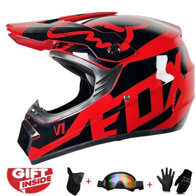 Motorcycle Full Face Helmet and Goggles Set - Off-Road Racing Gear for Mountain Biking and Road Cycling - Premium Safety and Per