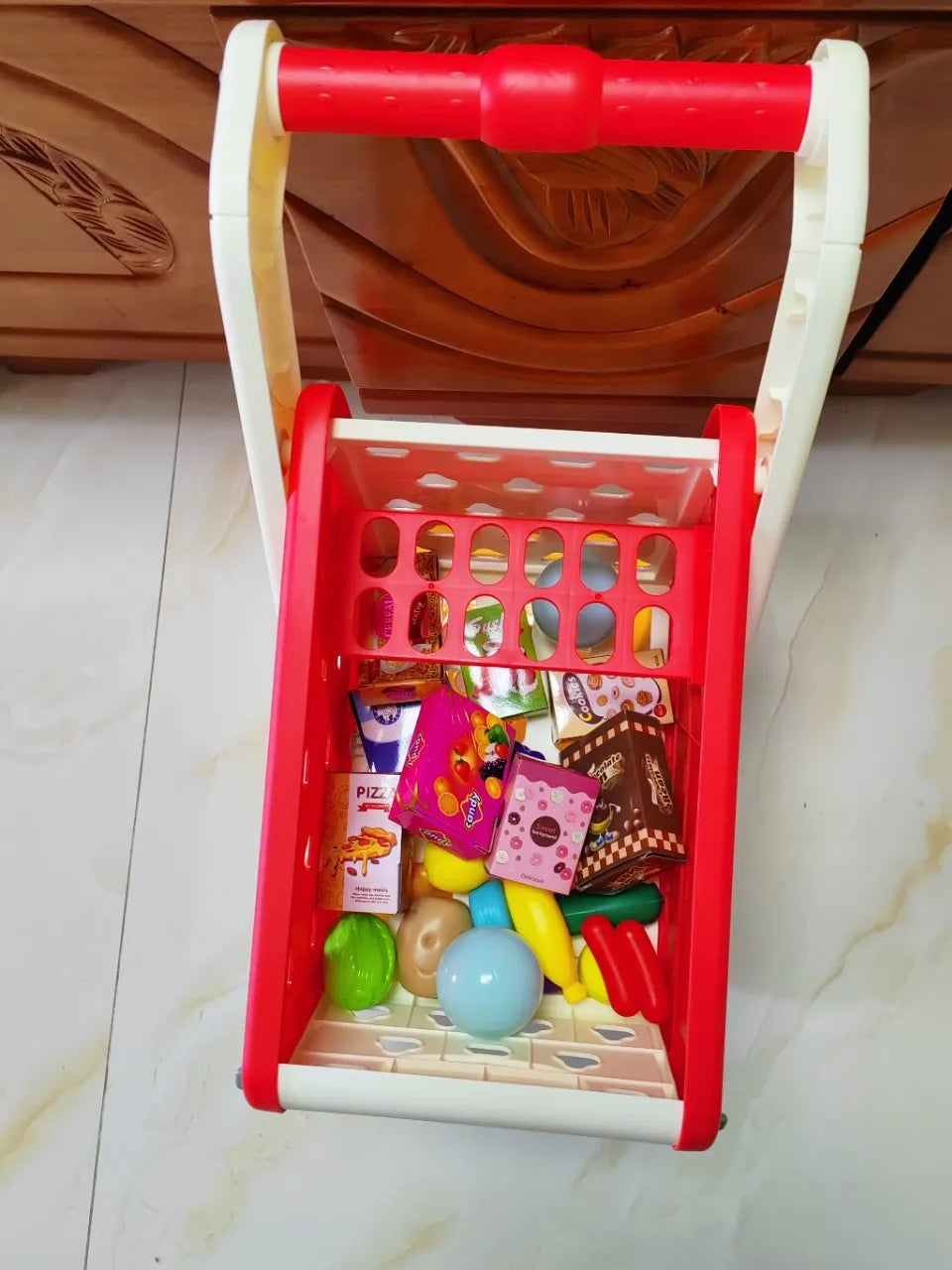 Shopping cart toy baby small trolley children play house fruit cut music kitchen supermarket men and girls Early Education toys