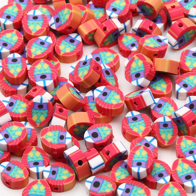 20/50pcs/Lot Mixed Style Pattern Polymer Clay Spacer Beads For Handmade Necklace Bracelet DIY Jewelry Making Accessories