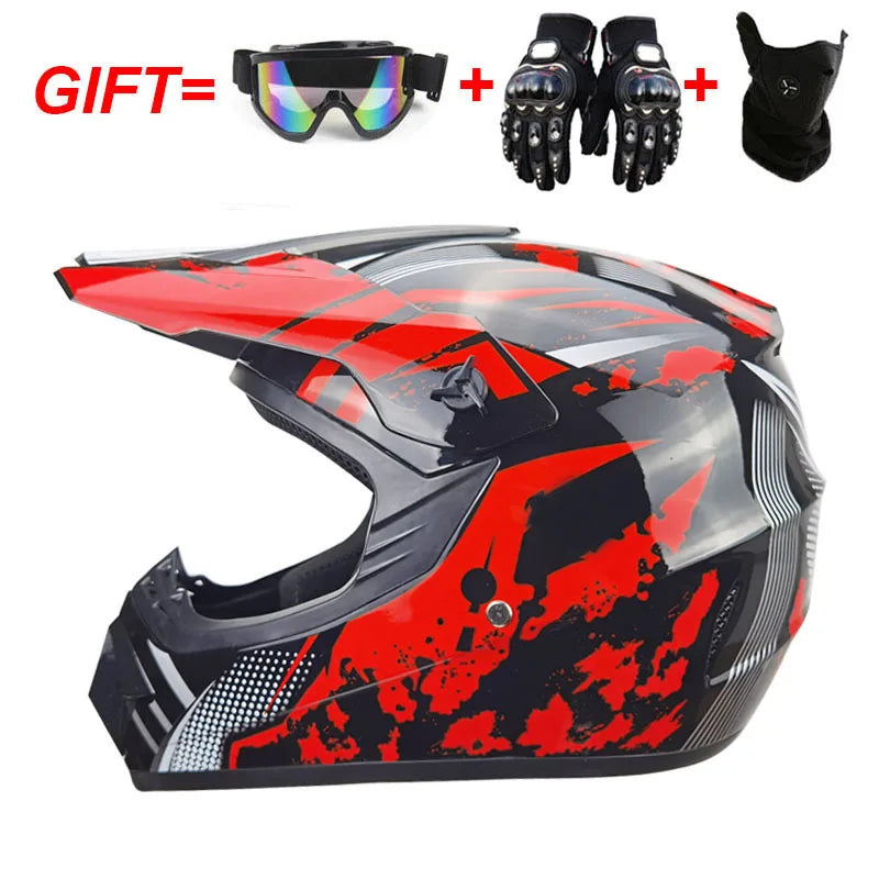 Motorcycle Youth Kids Child full Helmet Children Helmets Motocross Casco Moto Off-road Goggles Gloves Protective Cycling Casque