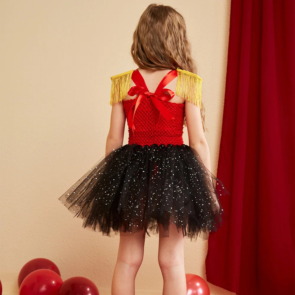 Nutcracker Soldier Girls Costumes Kids Halloween Christmas Tutu Dress Girl Circus Ringmaster Cosplay Dresses for Birthday Party