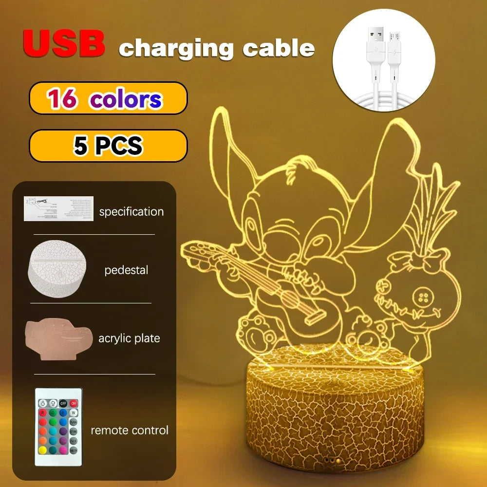 LED Night Ligh Illusion Stitch Lamps Remote Control Smart Touch Home Room Decor Lamp Christmas Valentine's Day Birthday Gifts