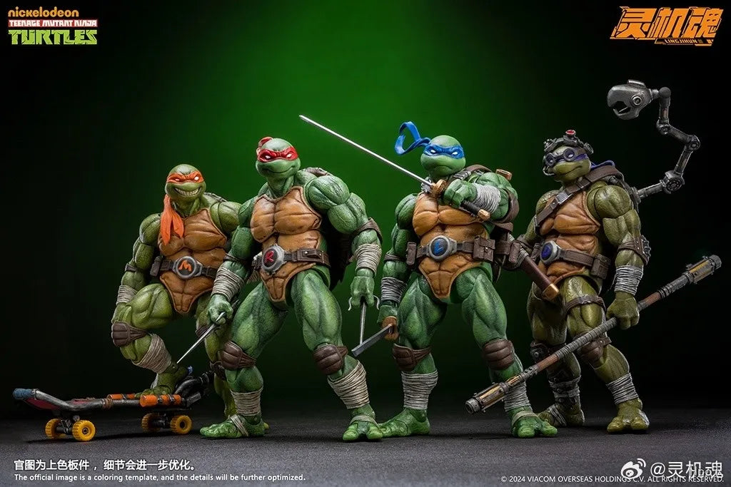 Lingjihun Original New Product Ninja Turtles Raphael Michelangelo Anime Finished Product Movable Doll Model Toy Handmade inStock