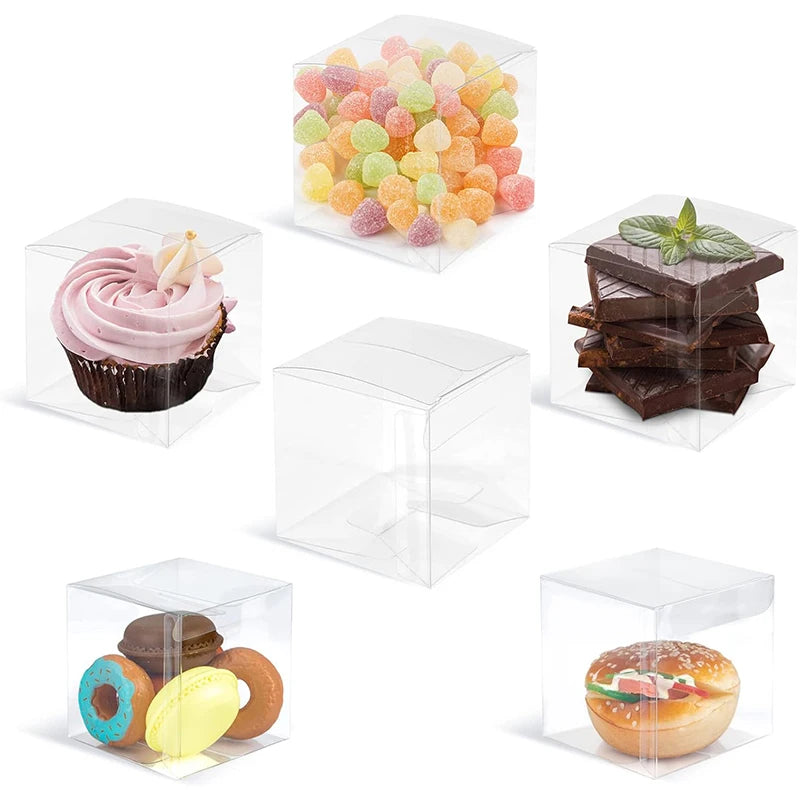 20/50PCs Clear Gift Box Cupcake Dessert Cookie Candy Boxes Wedding Birthday Party Supplies Baby Shower Christmas Gift Packaging