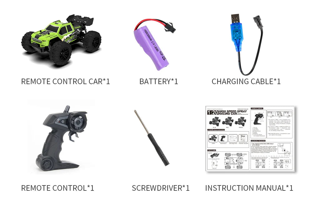 2.4G Remote Control Car with Light RC Vehicle RC Racing Car 20KM/H High Speed Off-Road Climbing Remote Control Toy Gift for Kids