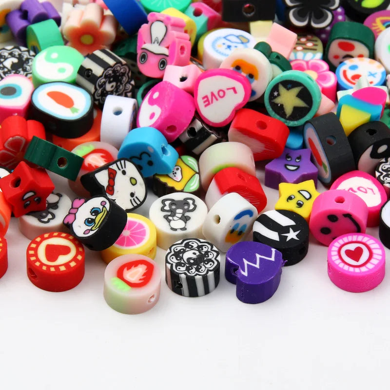 20/50pcs/Lot Mixed Style Pattern Polymer Clay Spacer Beads For Handmade Necklace Bracelet DIY Jewelry Making Accessories