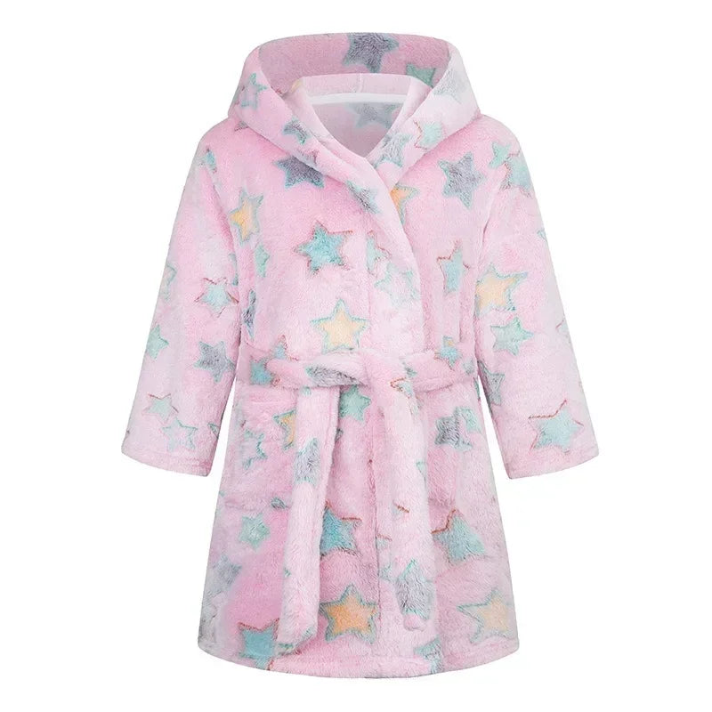 Kids Sleepwear Robe Autumn Winter Flannel Warm Bathrobe For Girls 1-11 Years Toddler Children Pajamas For Boys Girl Pajamas