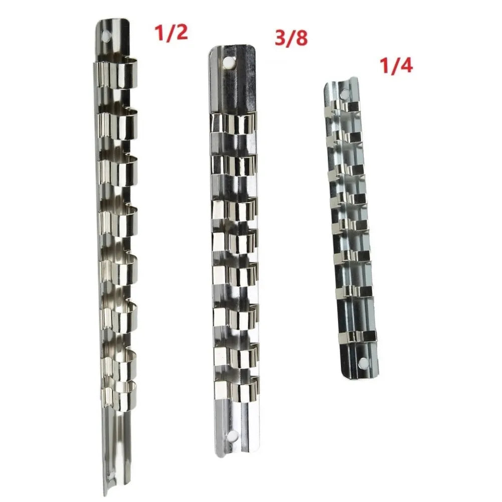 1Pcs Socket Rack Holder 1/4" 3/8" 1/2" With 8 Clips On Rail Tool Organizer Storage Socket Storage Rack For Storing Loose Socket