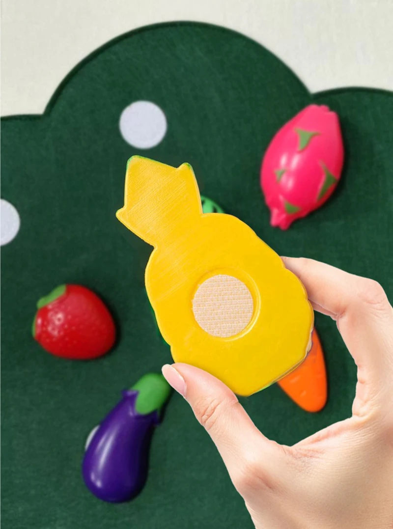 Baby Felt Board Play Food Toys Wall Sticker Fruits Vegetables Pretend Play Kitchen Games Fine Motor Skills Early Educational Toy