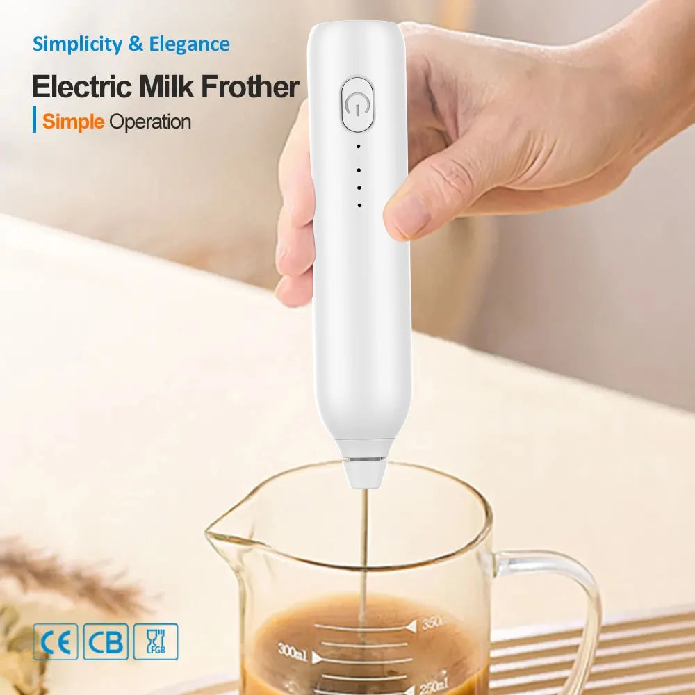 Milk Frother, 3-Speed Electric Frother for Coffee with Whisk and Frother, USB Rechargeable Milk Foamer Maker