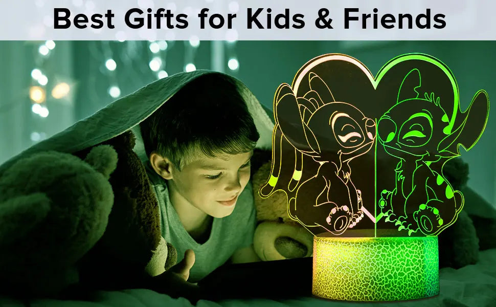 Lilo & Stitch Two Color Night Light 3D Illusion LED Home Children's Decoration Bedroom with Remotenight Light Christmas Gift