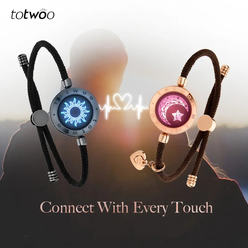 Totwoo Romantic Couple Gift Smart Bluetooth Bracelets with Vibration Reminder for iOS Android Long Distance