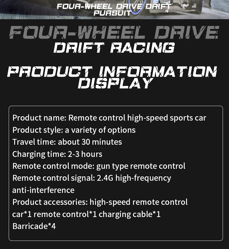 1/64 RC 4WD Drift Car 2.4G High-Speed Racing Car Four-Wheel Mini Desktop Remote Control Car Electric Toys Children Gifts