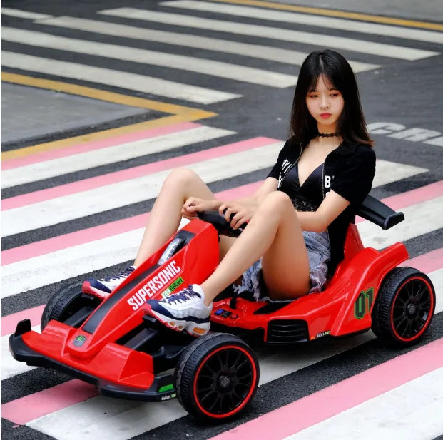 Kids Electric Kart Ride on Toy Car Four Wheels Go Kart Pedal Cars for Kids Remote Control Go Kart