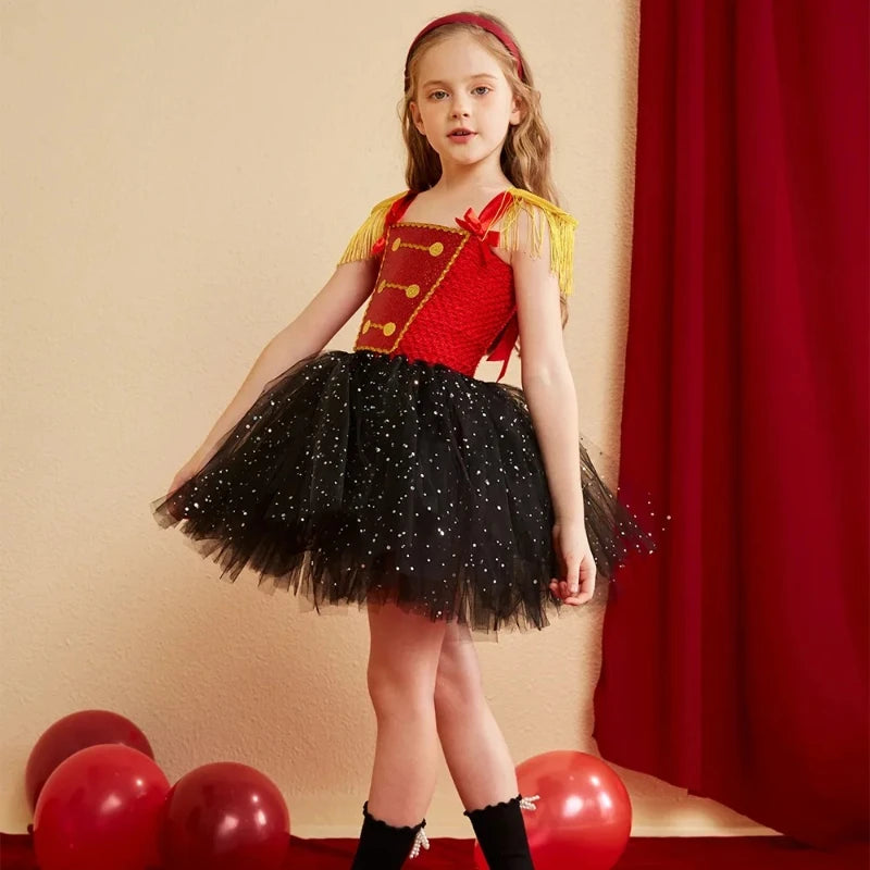 Nutcracker Soldier Girls Costumes Kids Halloween Christmas Tutu Dress Girl Circus Ringmaster Cosplay Dresses for Birthday Party
