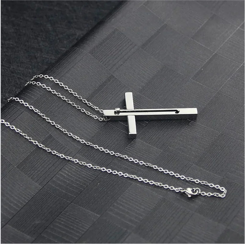 Retractable Stainless Steel Cross Necklace Men Fashion Jewelry Chains Boy EDC Gadgets For Cool Women Girls Gifts Multi Tools