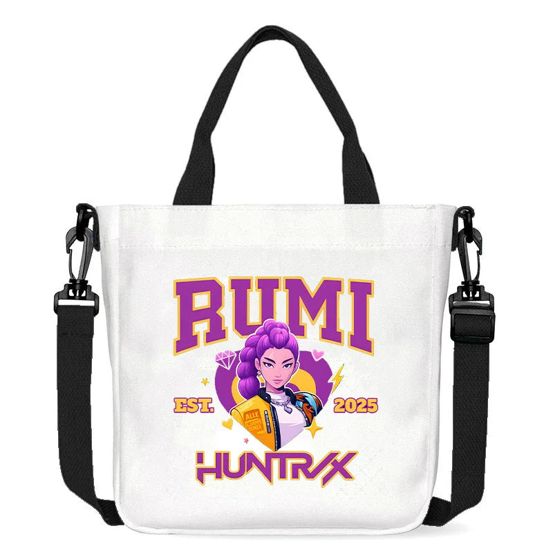 Move K-Pop Demon Hunters Canvas Bag Fashion Printed Handbag Cute Cartoon Anime Commuting Portable Book Storage Bags Pocket Gifts