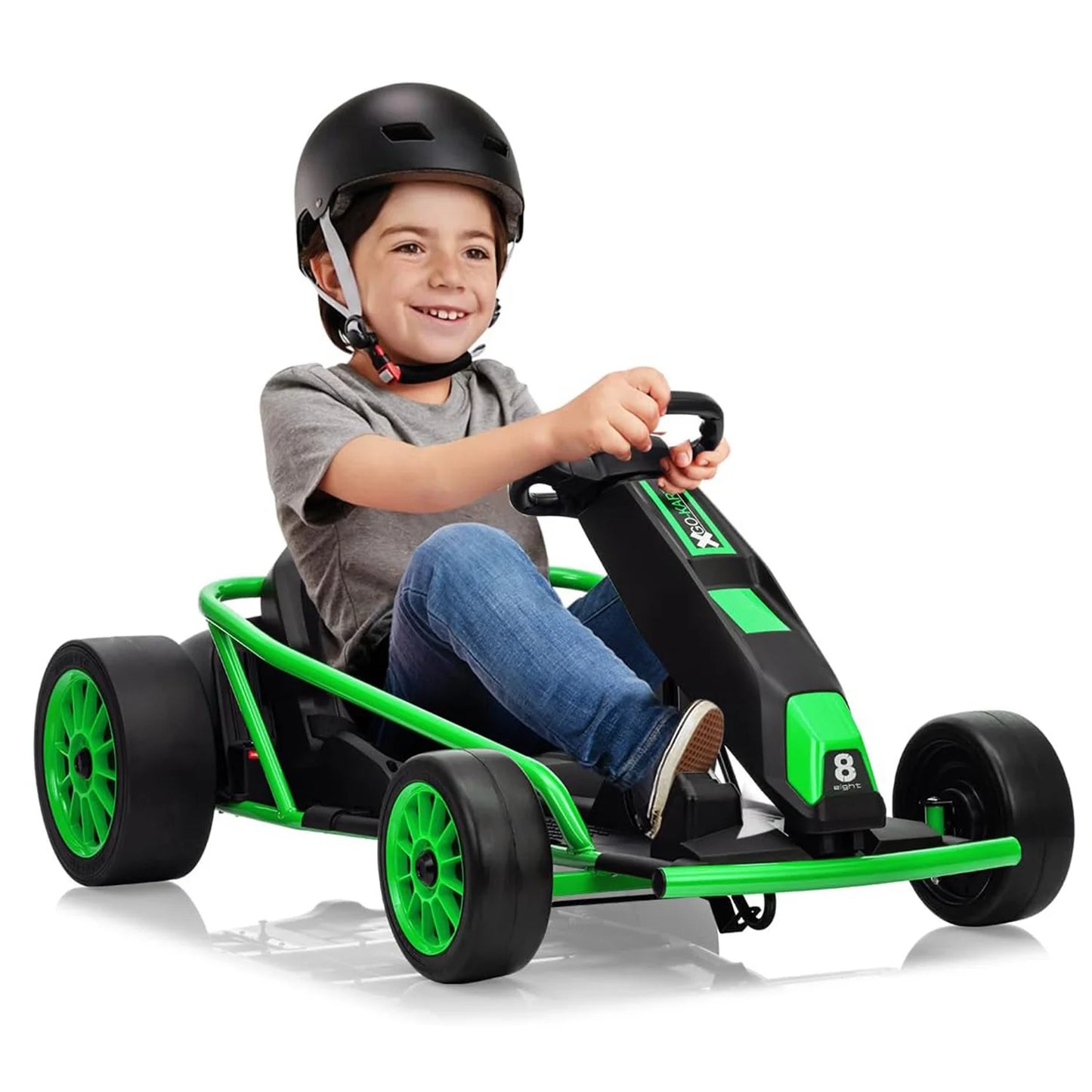 24V Kids Electric Riding Go Kart with Dual 250w Motors,9Ah Battery,8MPH,Slow Start,Music,Horn,and Max Load 150Lbs,High/Low Speed