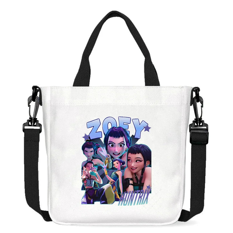 Move K-Pop Demon Hunters Canvas Bag Fashion Printed Handbag Cute Cartoon Anime Commuting Portable Book Storage Bags Pocket Gifts