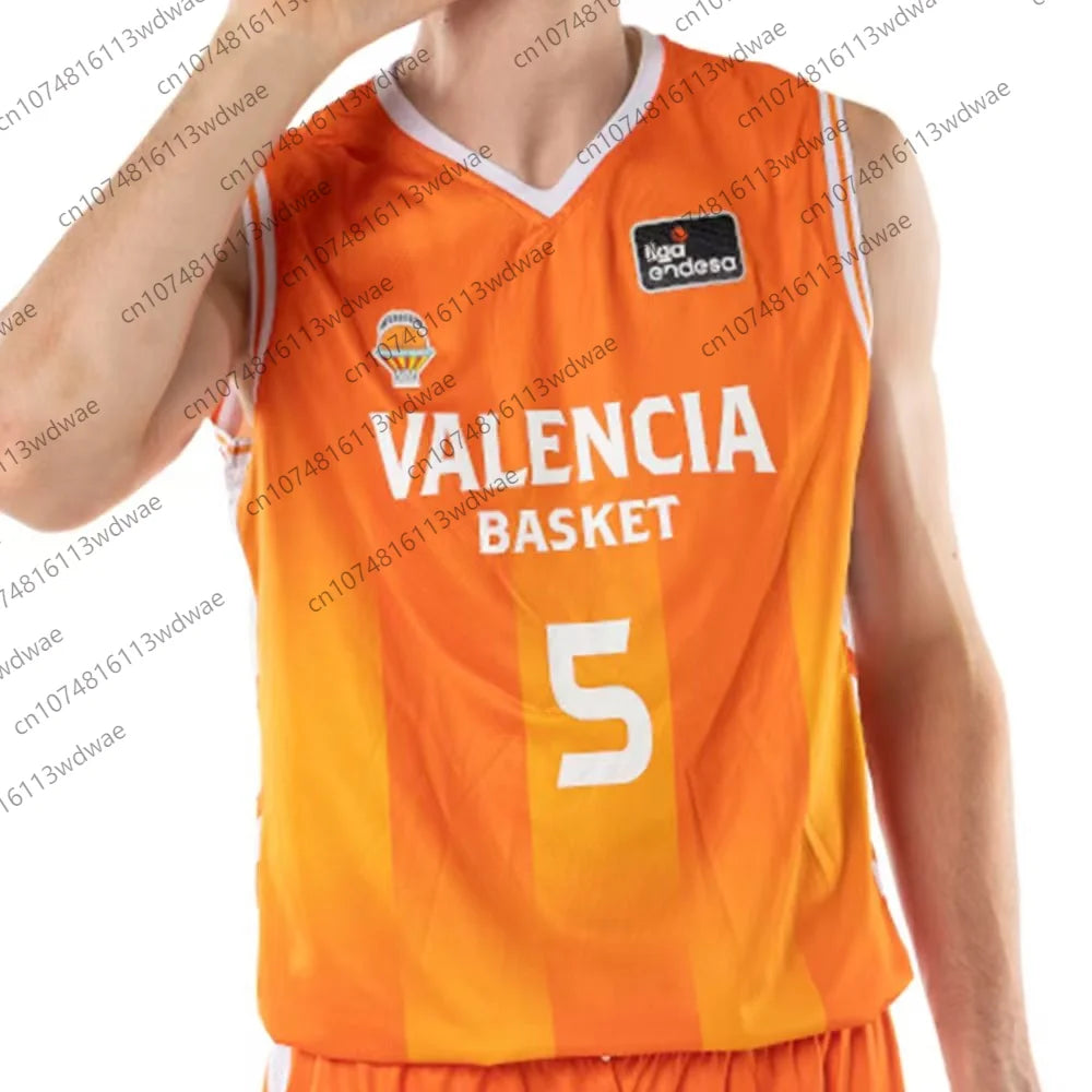 Spain Basketball League Jersey Men Sports Vest Valencia Basket Jersey Kit Jaime Pradilla 4 Basketball Vest KID Jersey Kit