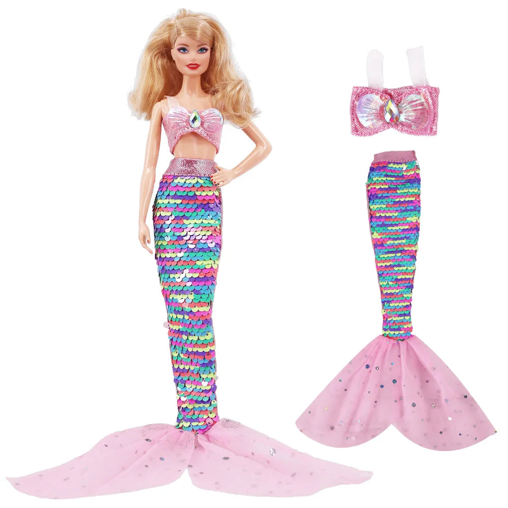 Pop Doll Clothes Mermaid Swimsuit Fishtail Skirt Series For 30CM Doll&BJD Doll Accessories,Our Generation Festival Gift Girl Toy