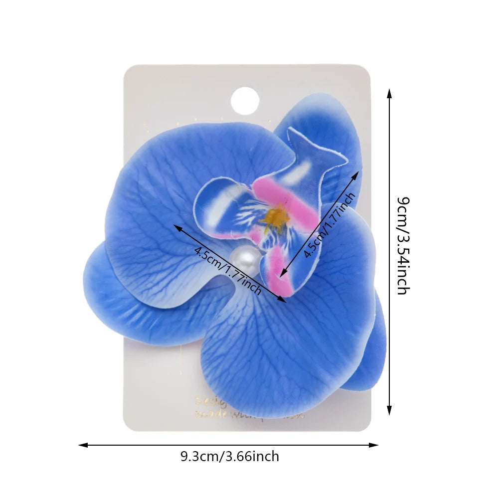 Artificial Orchid Flower Butterfly Hair Clips for Woman Girls Phalaenopsis Pearl Duckbill Hairgrips Hairpins Hair Accessories