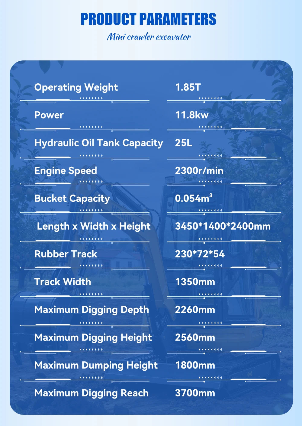 AC Cabin Mini Crawler Excavator Diesel Tractor 2.5 ton Hydraulic Compact Excavators 2 ton Mini Bagger Construction Machinery