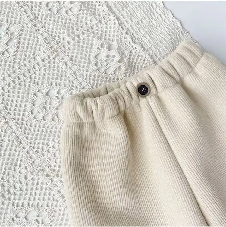 2025 Kids' Fleece-Lined Wide Leg Pants Winter  Loose Fit Trousers Cozy Straight Cut for Baby Girls  Kids Clothes