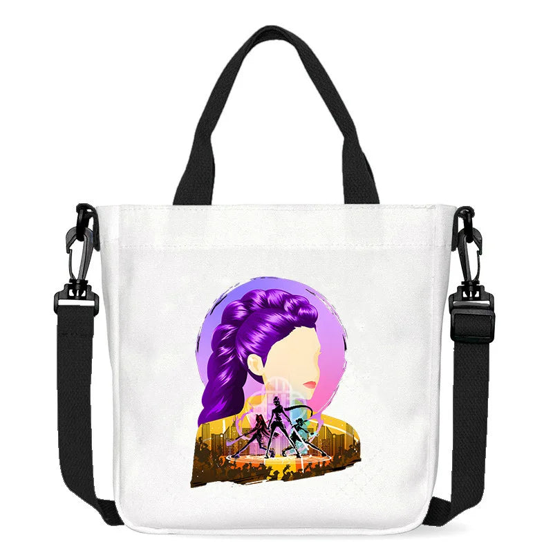 Move K-Pop Demon Hunters Canvas Bag Fashion Printed Handbag Cute Cartoon Anime Commuting Portable Book Storage Bags Pocket Gifts