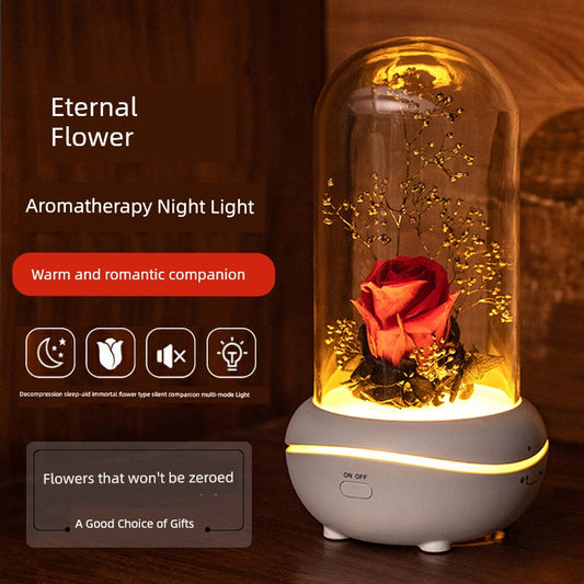 Qixi Valentine's Day Gift Preserved Fresh Flower Fragrance Lamp Rose Romantic Practical Gift for Girlfriend Friends Girlfriends Night Light