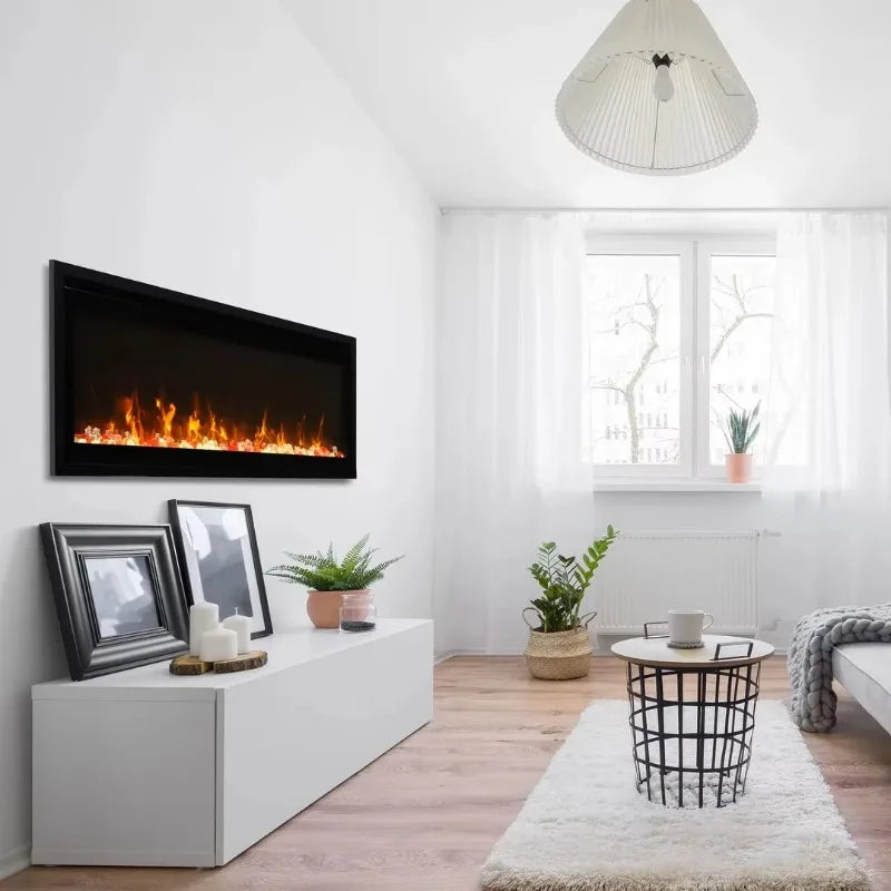 Modern 1500W Electric Fireplace Remote Control WiFi App Control Embedded Landscape Steel Design Indoor Outdoor Use Home Hotel