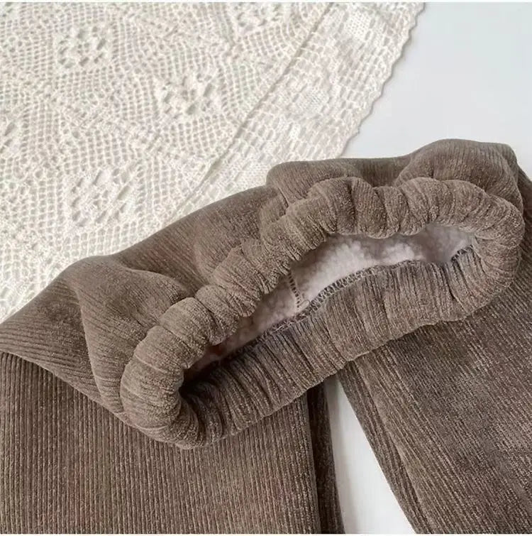 2025 Kids' Fleece-Lined Wide Leg Pants Winter  Loose Fit Trousers Cozy Straight Cut for Baby Girls  Kids Clothes