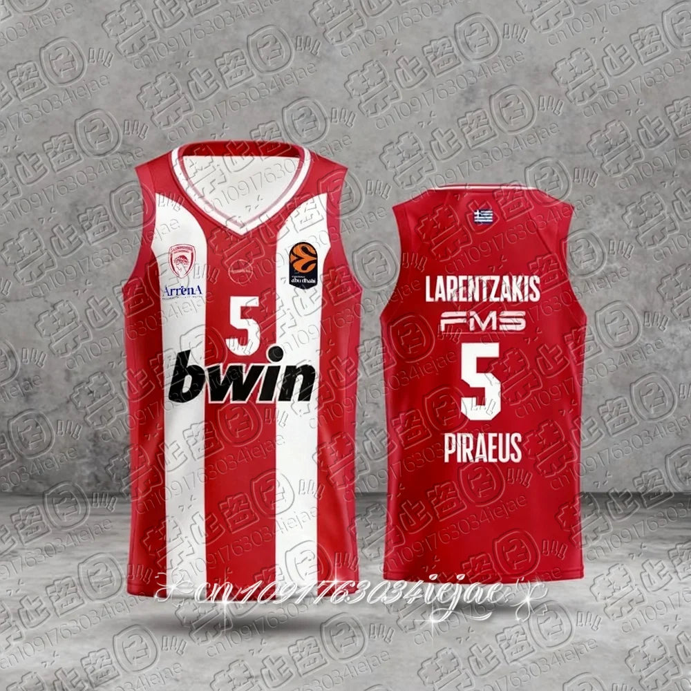 25/26 New Arrivals Greece Men's Basketball Jersey Vest Olympiacos Athens Basketball Game Jersey Kids Basketball Special Kit
