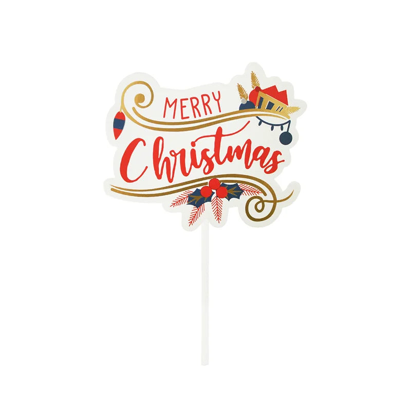 Merry Christmas Cake Toppers Cartoon Xmas Tree Cake Decor Snowman Happy New Year Cupcake Toppers Decor For Party Home 2025 Noel