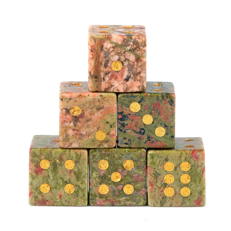 5pc 1.6cm Natural stone amethyst dice Agate tiger eye stone particle Guess the number of points wholesale