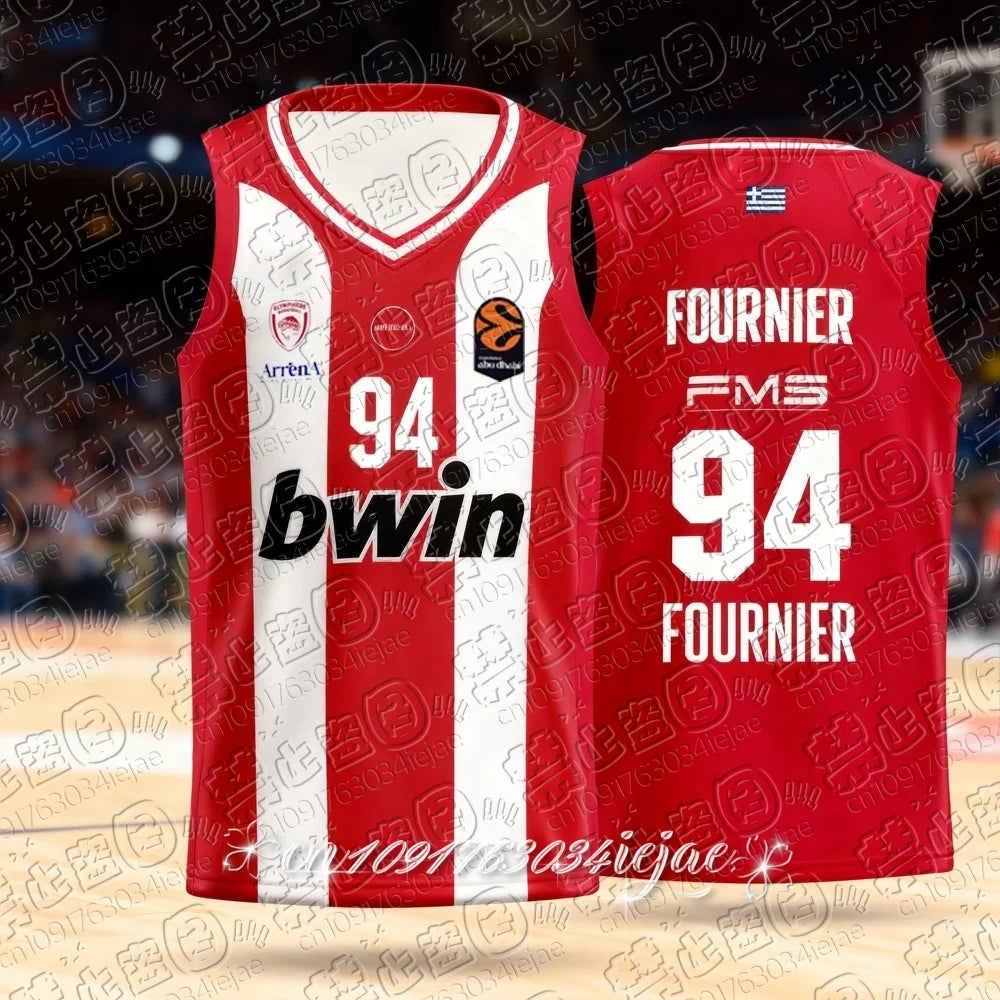 25/26 New Arrivals Greece Men's Basketball Jersey Vest Olympiacos Athens Basketball Game Jersey Kids Basketball Special Kit
