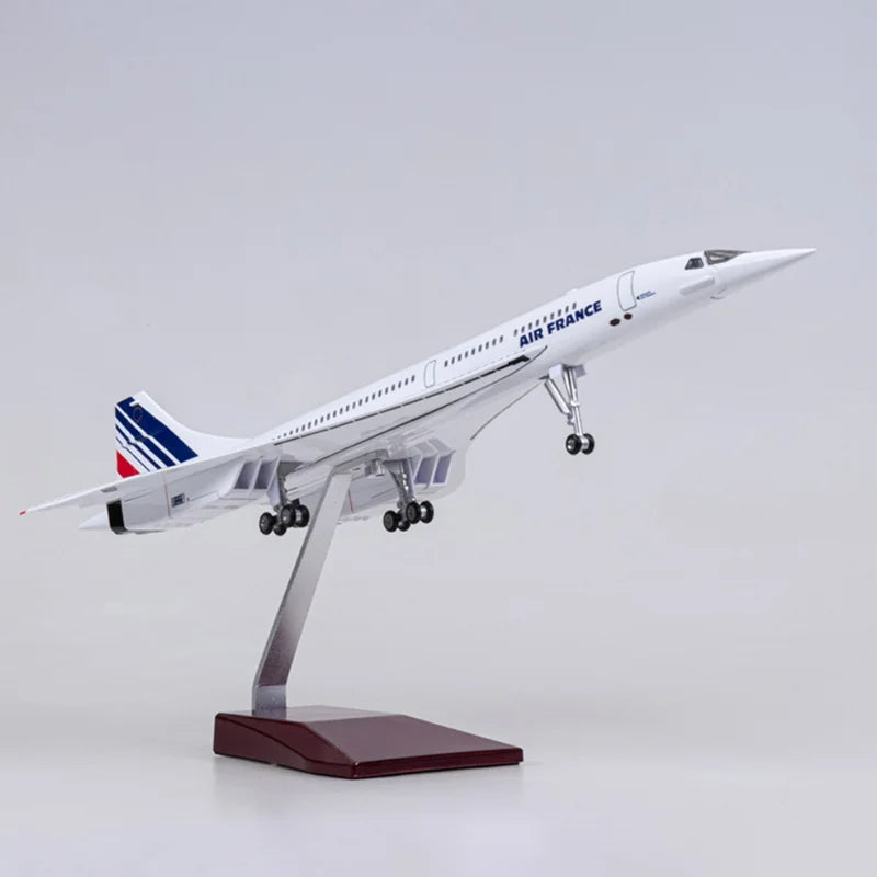 50CM 1/125 Scale Plane Concorde Air France Airline Model Airplane Toy Resin Airfrance Aircraft with Landing Gears Lights