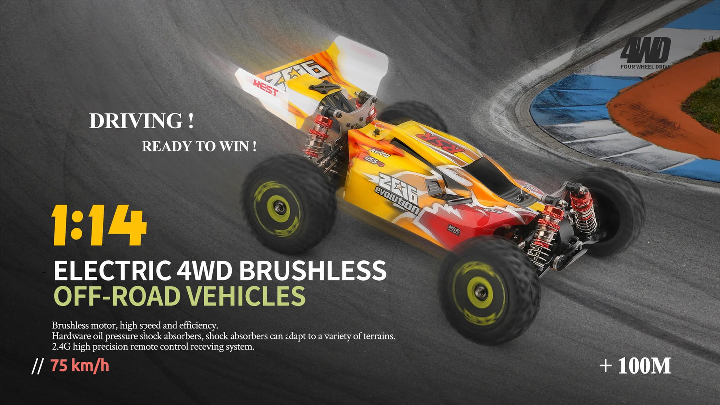 RC Car 1/14 4WD 75KM/H 2.4G Brushless Motor Electric High Speed Off-Road Remote Control Drift RC Buggy Car Toys