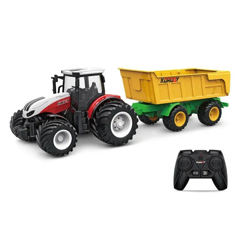 1:24 Inertia Tractor Trailer With Headlights Farm Toy Set Car Truck Farm Simulation Child'S Birthday Christmas New Year Gift