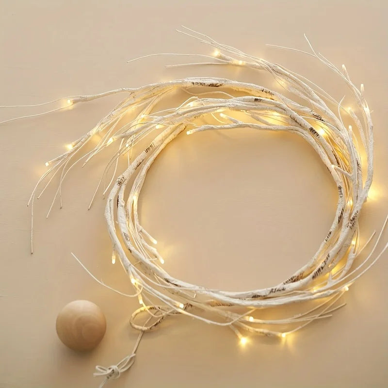 1PC 6ft Pre-Lit Birch Garland, Smart Remote & Timer Control, Durable Plastic | Ideal for Indoor/Outdoor Christmas Decor