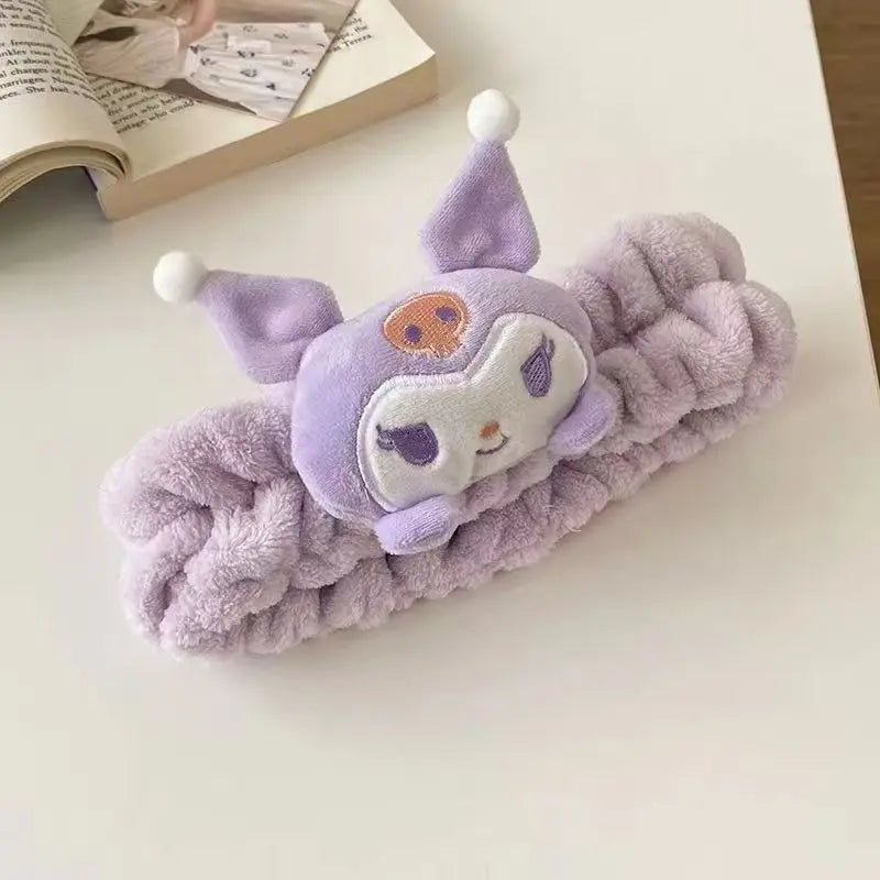 Sanrio Headband Kuromi Plush Scrunchie Cartoon Hello Kitty Headwear Sweet And Cute Anti Slip Hair Band Girl Heart Decorative Gif