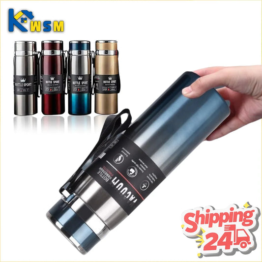 1000ml Stainless Steel Thermal Water Bottle Vacuum Insulated Thermos Flask Leakproof Coffee Tea Cup for Office Travel Use