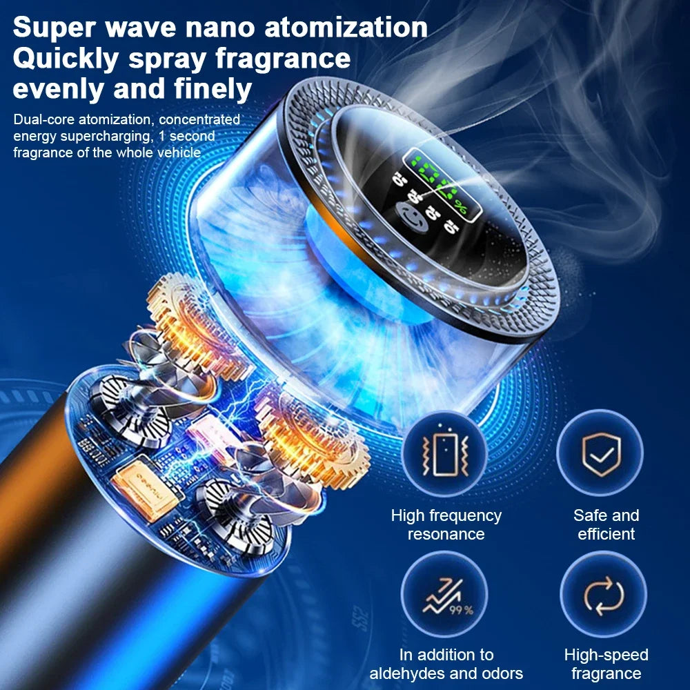 Smart Car Air Freshener Perfumes  Diffuser Humidifier 4 Gear Adjustable Smell Automatic On/Off Digital Display Car Aromatherapy