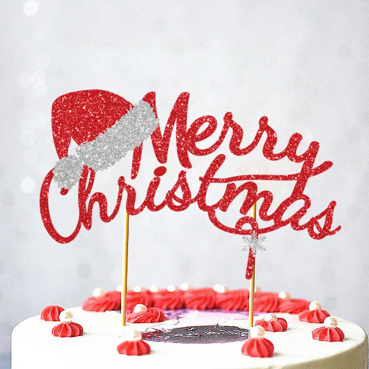 Merry Christmas Cake Toppers Cartoon Xmas Tree Cake Decor Snowman Happy New Year Cupcake Toppers Decor For Party Home 2025 Noel