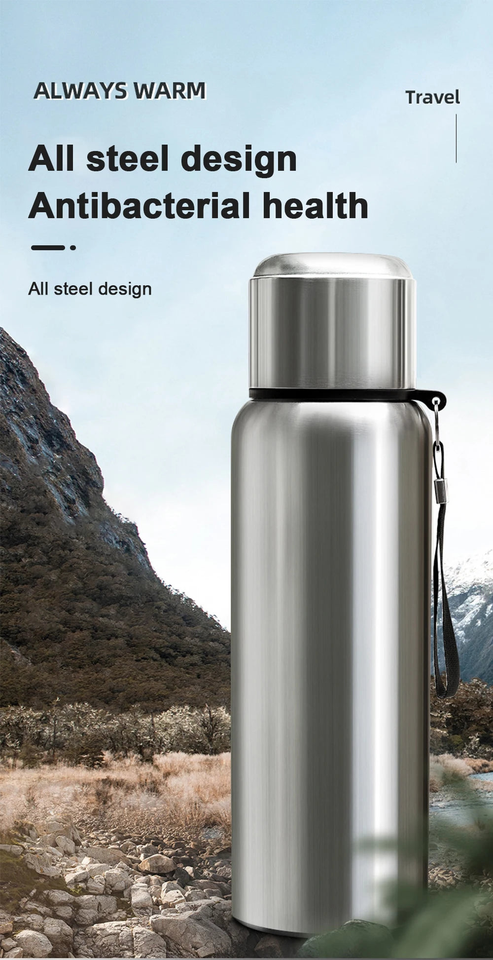 600-1500ml 316 Stainless Steel Thermos Bottle LED Temperature Display  Thermal Mug Vacuum Flask Water Bottle For Outdoor Camping